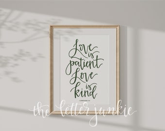 L'amour c'est du patient L'amour est gentil 1 Corinthiens 13:4 Impression artistique