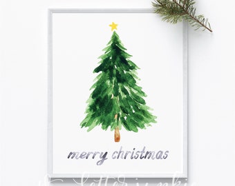 Merry Christmas Tree Holiday Art Print