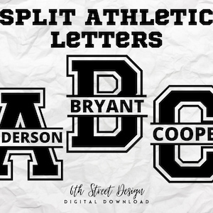 Split Letter Athletic Font - PNG - Digital Download - Decal - Vinyl - Sublimation - Cricut Download - Silhouette File - Team Wear