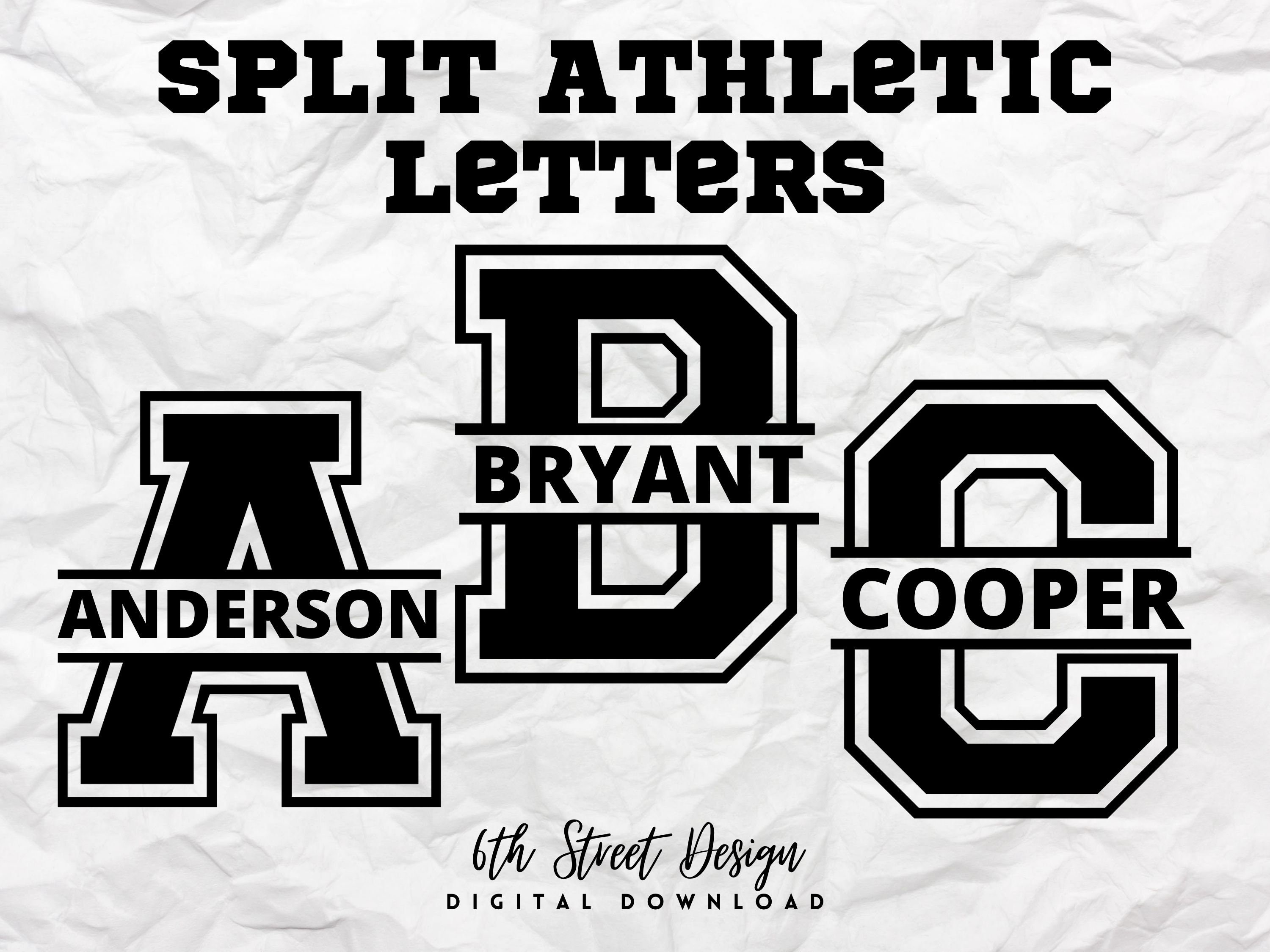 Split Letter Athletic Font - PNG - Digital Download - Decal - Vinyl ...