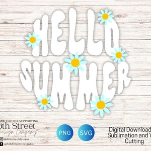 Hello Summer Daisy Digital Download - PNG - SVG