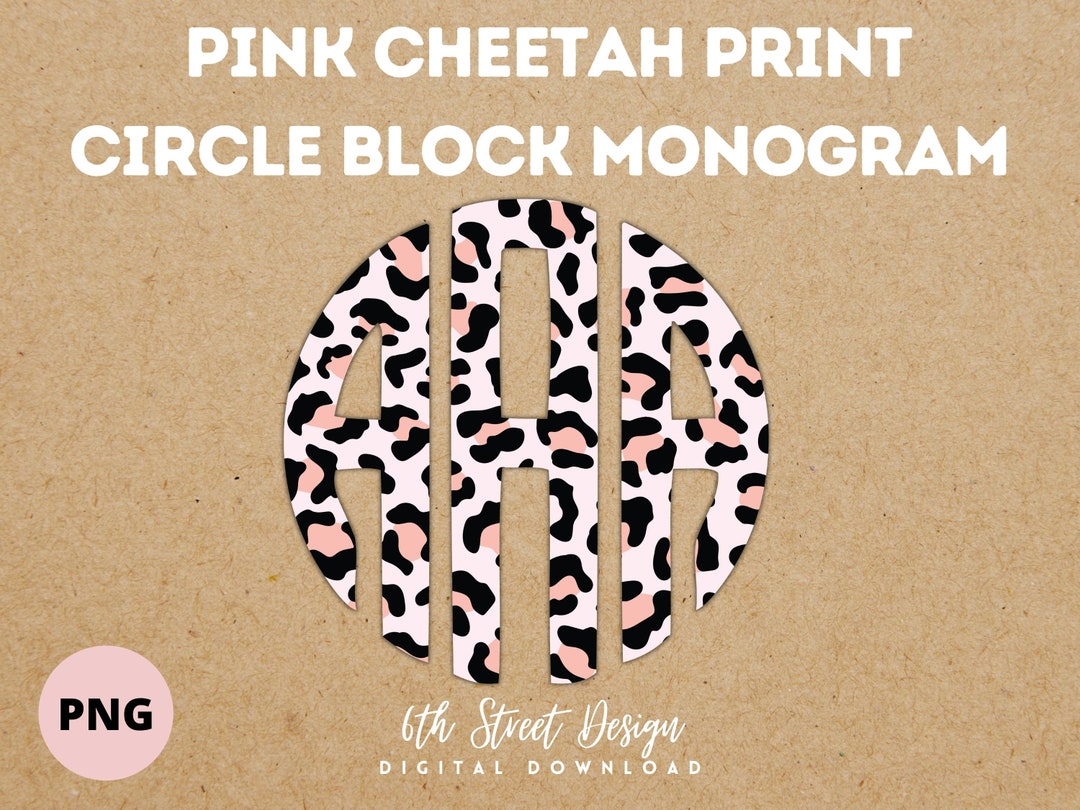 Digital Download Pink Cheetah Print Circle Block Font Monogram digital-download-pink-cheetah-print-circle-block-font-monogram