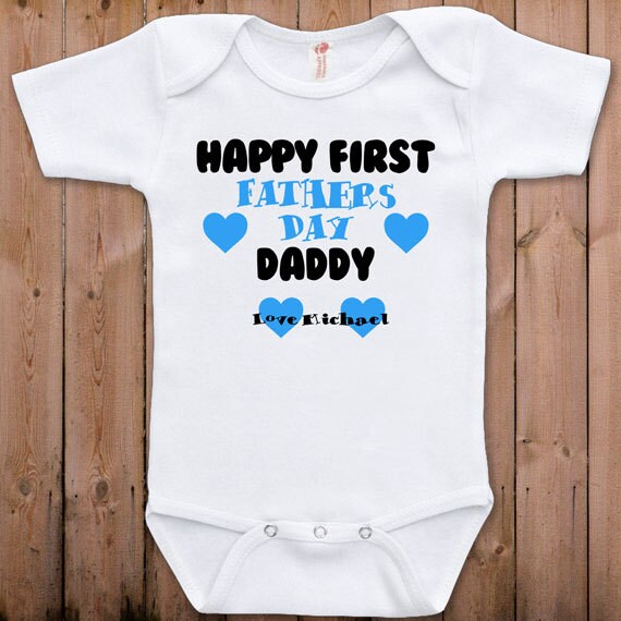 Fathers Day Gift New Dad Happy First Funny Baby Clothes Personalized Name Shower Gifts Suit One Piece Romper