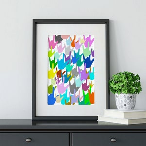 Afdrukbare kunst: Kleurrijke I-Love-You&#39;s in gebarentaal Art Print, Love Art Print, ILY in gebarentaal kunst aan de muur decor, *INSTANT DOWNLOAD*