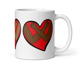 LOVE in American Sign Language white glossy mug, ASL mug, gift