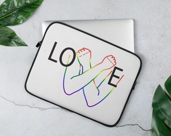 Laptop, Rainbow LOVE in American Sign Language and English Laptop Sleeve, love is love, 2 sizes