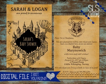 Harry Potter Gender Reveal Printable Invites 4x6 or 5x7 | Etsy