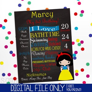 Snow White Inspired Printable Chalkboard Sign Perfect for | Etsy