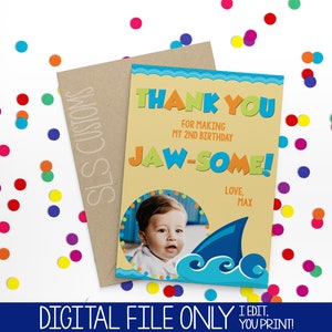 Little Shark Themed Printable Birthday Thank You Cards! 4x6 or 5x7 Perfect for Any Birthday!
