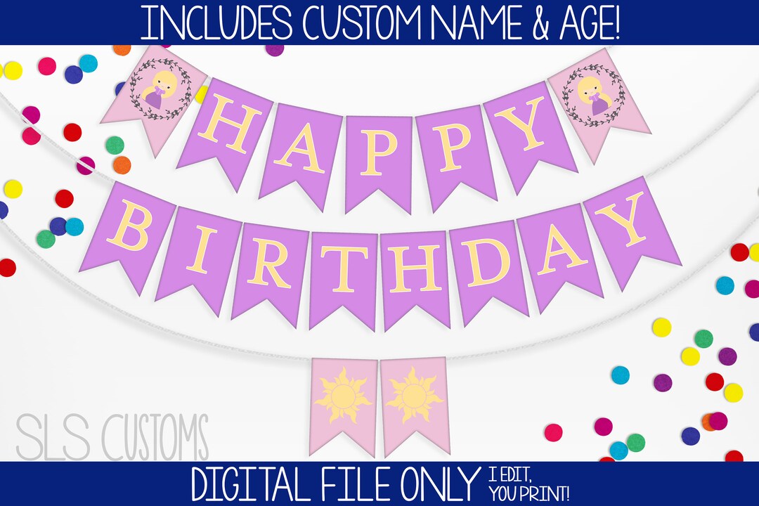 Rapunzel/tangled Themed Printable Birthday Banner! Includes Birthday ...
