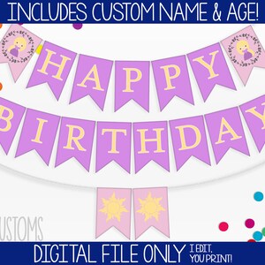 Rapunzel/Tangled Themed Printable Birthday Banner! Includes Birthday Year & CUSTOM NAME! Perfect for Any Birthday!