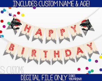 Godzilla Themed Printable Birthday Banner! Includes Birthday Year & CUSTOM NAME! Perfect for Any Birthday!