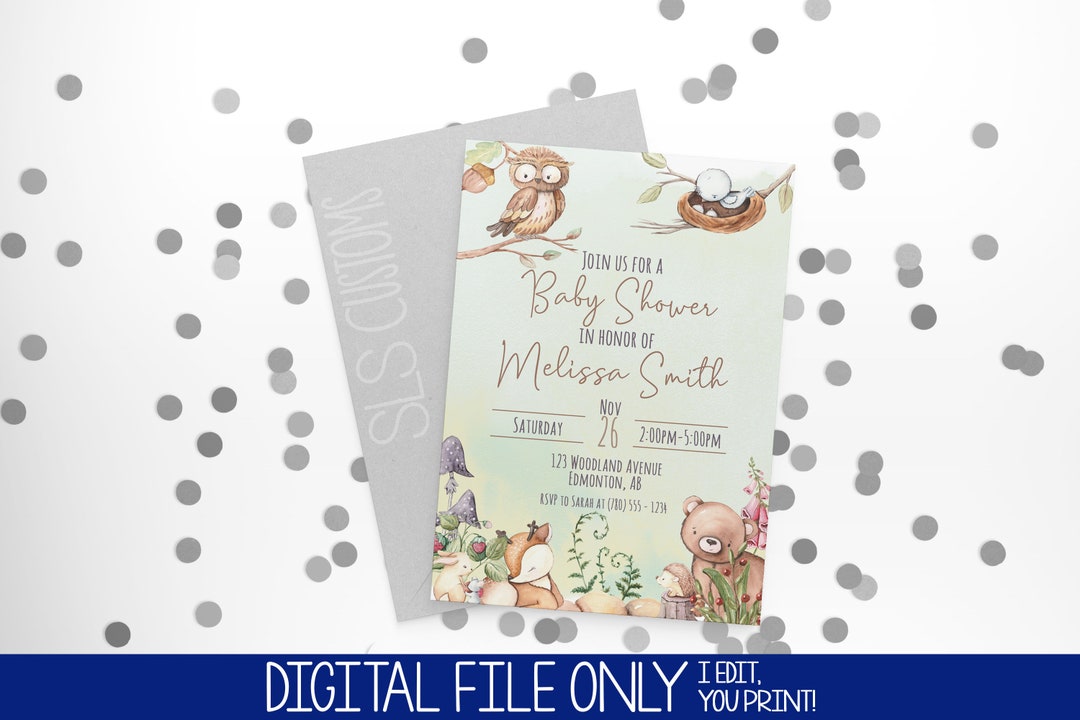 Free Printable Woodland Animals Themed Shower