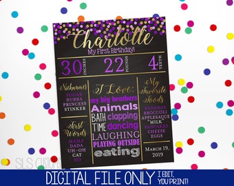 Purple & Gold Themed Printable Chalkboard Sign! Perfect for Birthday's at Any Age