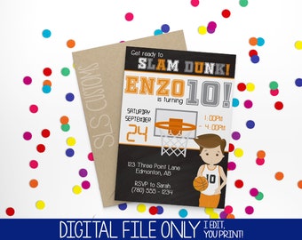 Basketball Printable Birthday Invitations! 4x6 or 5x7 inches with Customized Text  Perfect for Any Birthday!