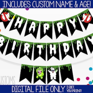 Ghostbusters Slime Themed Printable Birthday Banner! Includes Birthday Year & CUSTOM NAME! Perfect for Any Birthday!