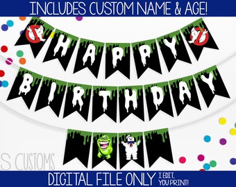 Ghostbusters Slime Themed Printable Birthday Banner! Includes Birthday Year & CUSTOM NAME! Perfect for Any Birthday!