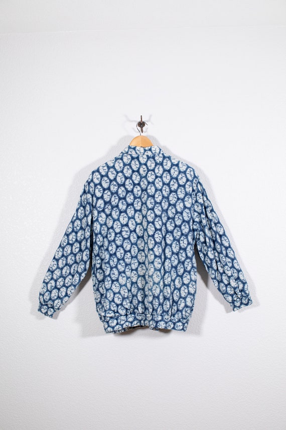Vintage Shibori Indigo Dyed Cotton Bomber Jacket - image 2