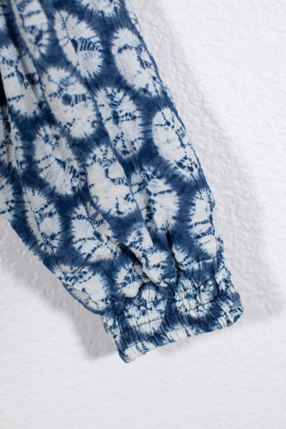 Vintage Shibori Indigo Dyed Cotton Bomber Jacket - image 8