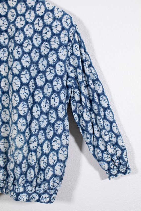 Vintage Shibori Indigo Dyed Cotton Bomber Jacket - image 4