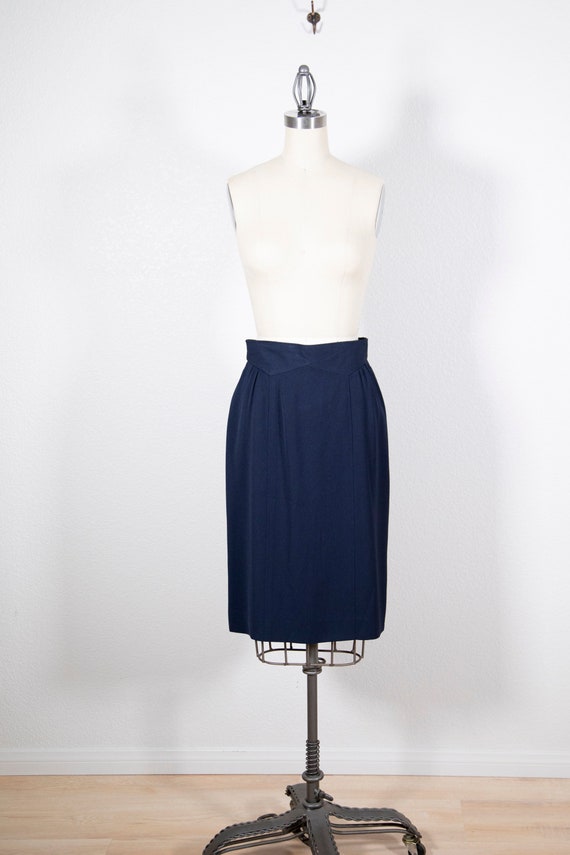 Japanese Vintage Navy Blue Pencil Skirt XS S