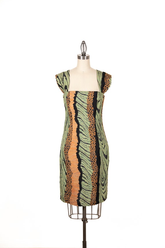 Vintage Mini Dress Animal Print Sleeveless Party … - image 2