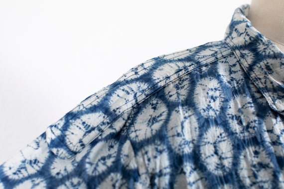 Vintage Shibori Indigo Dyed Cotton Bomber Jacket - image 6