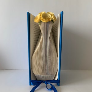 Folded Book Art, Vase Sculpture, Paper Flowers, Unique Book Art, Gift for Her, Flower Gift, For Book Lover, Vase Flowers Gift, Hostess Gift image 1