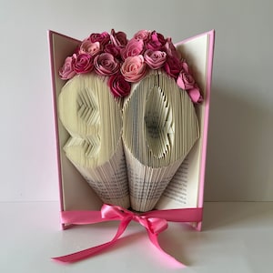 Ninety Sculpture, 90 Years Old, Paper Flowers, Milestone Birthday, Book Lover, Unique Book Art, Ninety Art, Ninety Year Old, Birthday Gift
