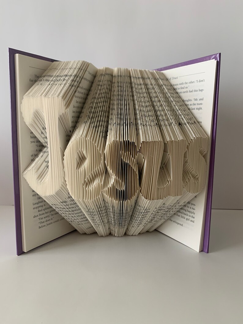 Folded Book Art, Book Sculpture, Jesus Sculpture, Unique Book shops Art, First Anniversary, For Book Lover, Gift for Him, Artfold, Jesus Book Fold