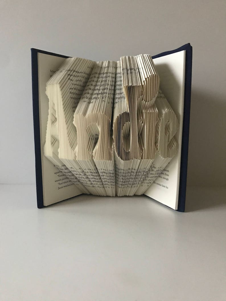 Book folding name Book sculpture Name sculpture Folded Book Etsy