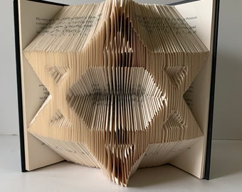 Elegant Star of David Book Sculpture - Unique Book Art - Bar Mitzvah - Bat Mitzvah - Home Décor - Paper Anniversary - For Him and Her Gift