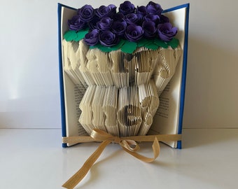 Personalized Marry Me - Unique Proposal - Handmade Paper Flowers -  Engagement Proposal - Marriage Proposal - Book Lover - Book Sculpture