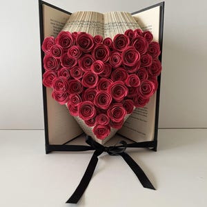 Paper Anniversary, Heart Sculpture, Paper Flowers, Gift for Her Him, Wedding Gift, Unique Book Art, For Book Lover, Heart Gift, Origami Art