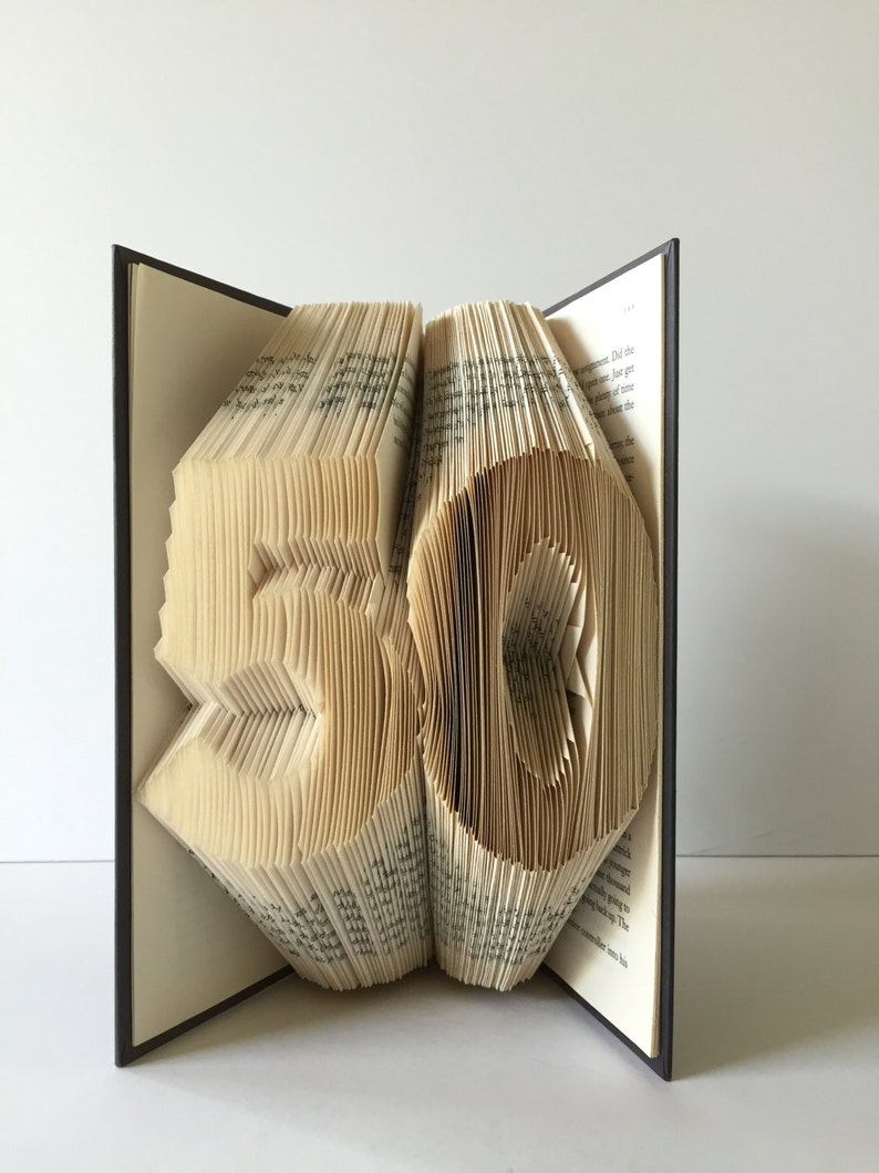 50 Book fold 50 sculpture Folded book art Paper anniversary 50 year old Party decoration Table centerpiece Birthday Gift Origami book art