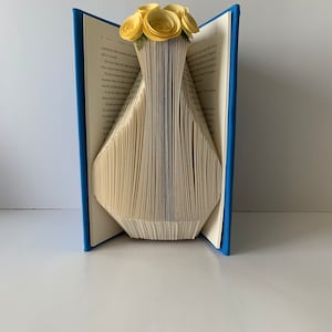 Folded Book Art, Vase Sculpture, Paper Flowers, Unique Book Art, Gift for Her, Flower Gift, For Book Lover, Vase Flowers Gift, Hostess Gift image 6