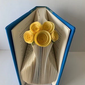 Folded Book Art, Vase Sculpture, Paper Flowers, Unique Book Art, Gift for Her, Flower Gift, For Book Lover, Vase Flowers Gift, Hostess Gift image 3