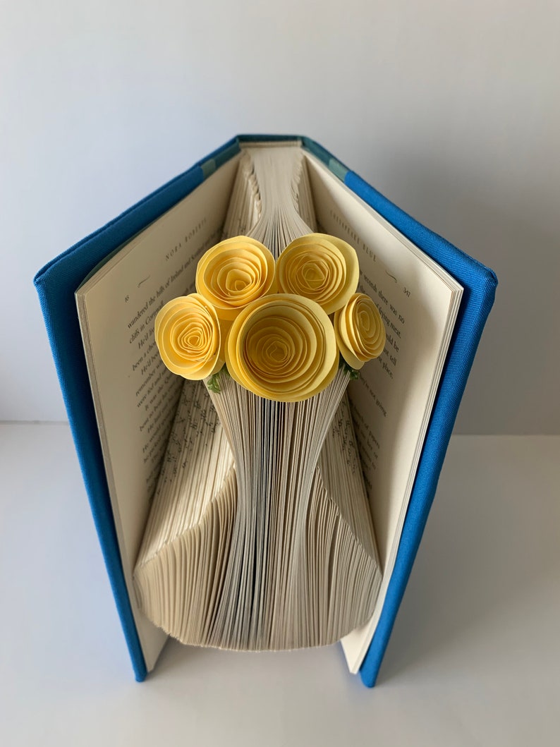 Folded Book Art, Vase Sculpture, Paper Flowers, Unique Book Art, Gift for Her, Flower Gift, For Book Lover, Vase Flowers Gift, Hostess Gift image 3