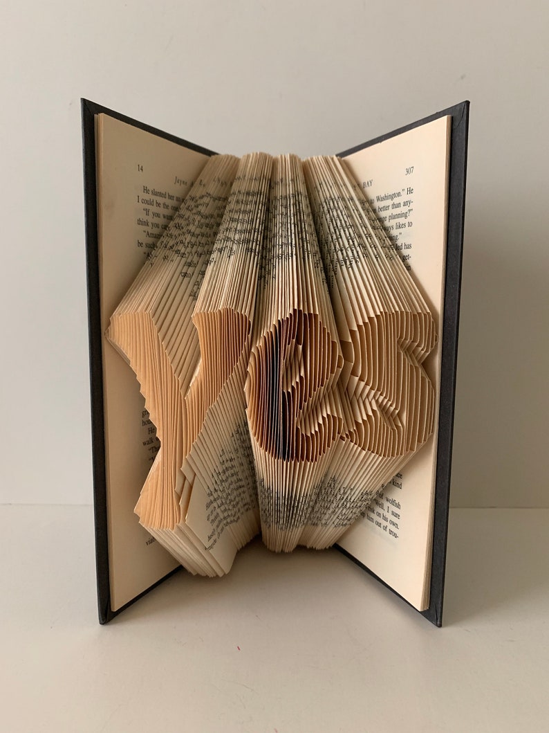 yes sculpture book folding yes book fold folded book art personalized gift paper craft paper anniversary origami book art mantel decoration