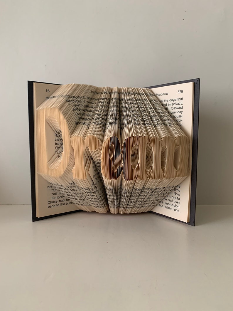 Book Pages Folded Into Words Dream Sculpture Carved Pages Etsy