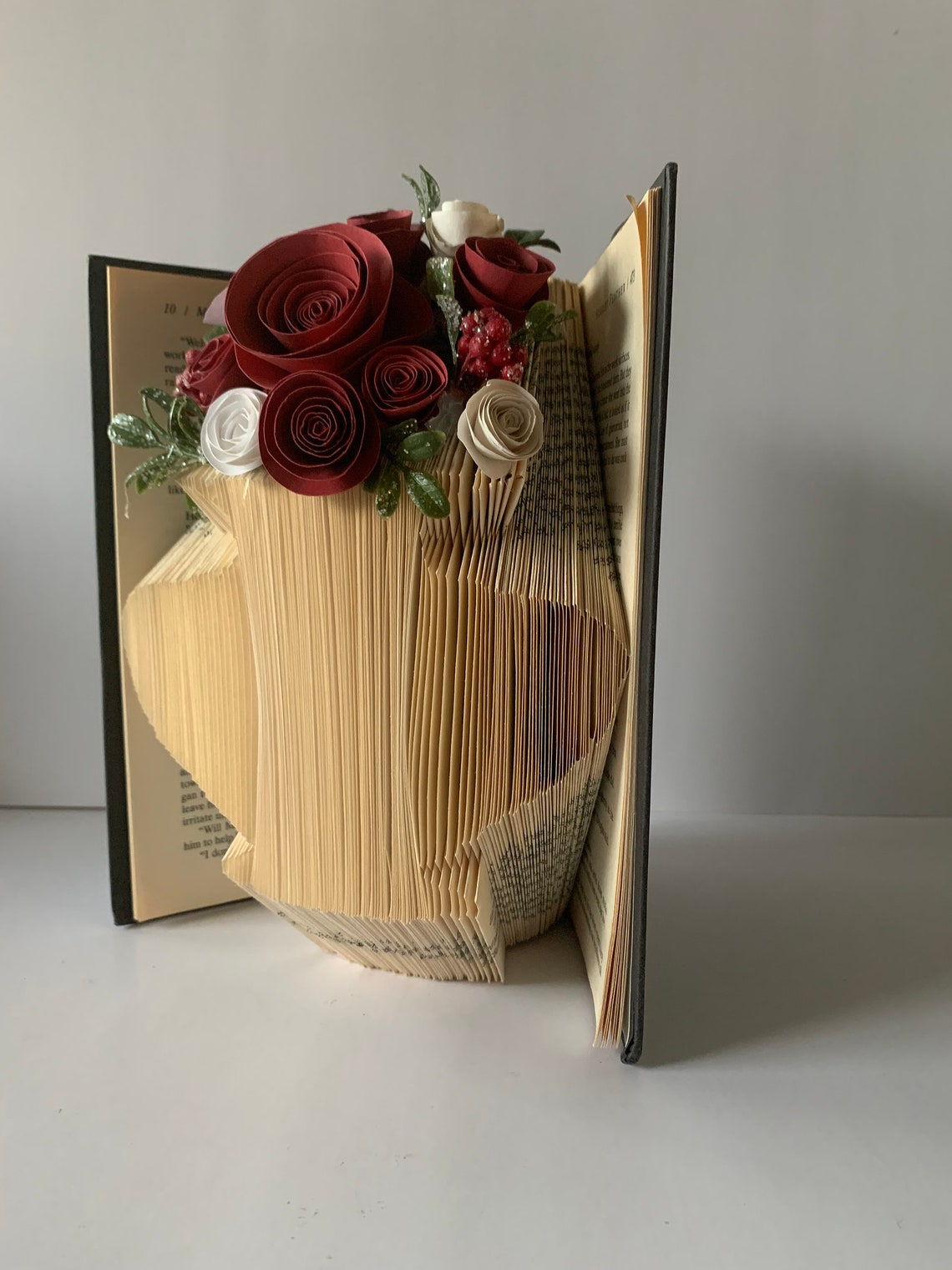 Origami paper Flowers Art Book Fold Vase Book sculpture Paper Etsy