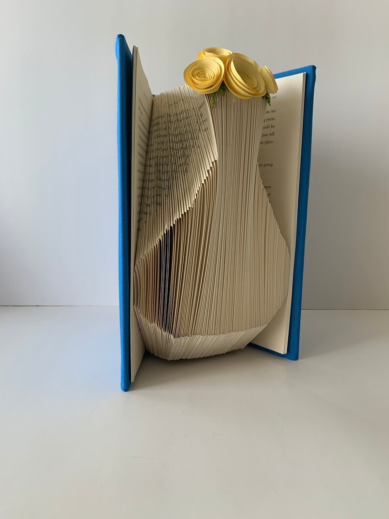 Folded Book Art, Vase Sculpture, Paper Flowers, Unique Book Art, Gift for Her, Flower Gift, For Book Lover, Vase Flowers Gift, Hostess Gift image 5