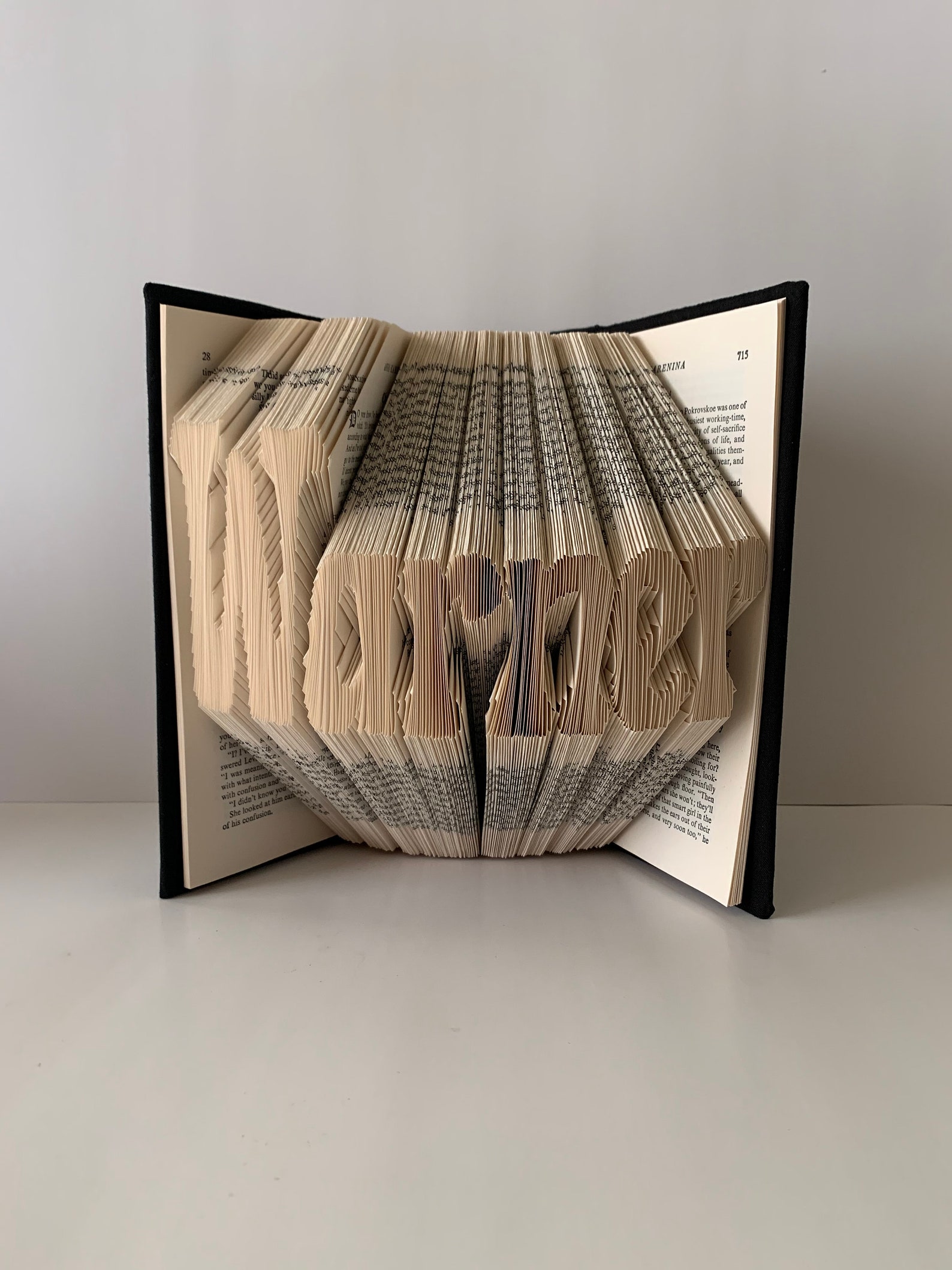 Custom name Book fold Up to six letters Folded book pages into Etsy