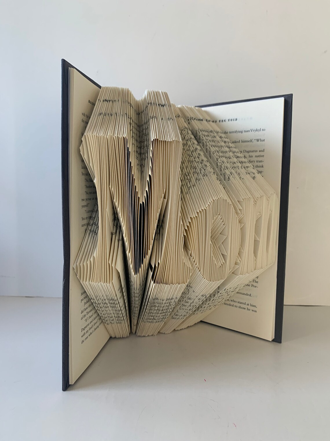Folded Book Pages Into Words Carved Pages Personalized Gift Etsy
