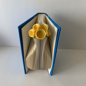 Folded Book Art, Vase Sculpture, Paper Flowers, Unique Book Art, Gift for Her, Flower Gift, For Book Lover, Vase Flowers Gift, Hostess Gift image 2