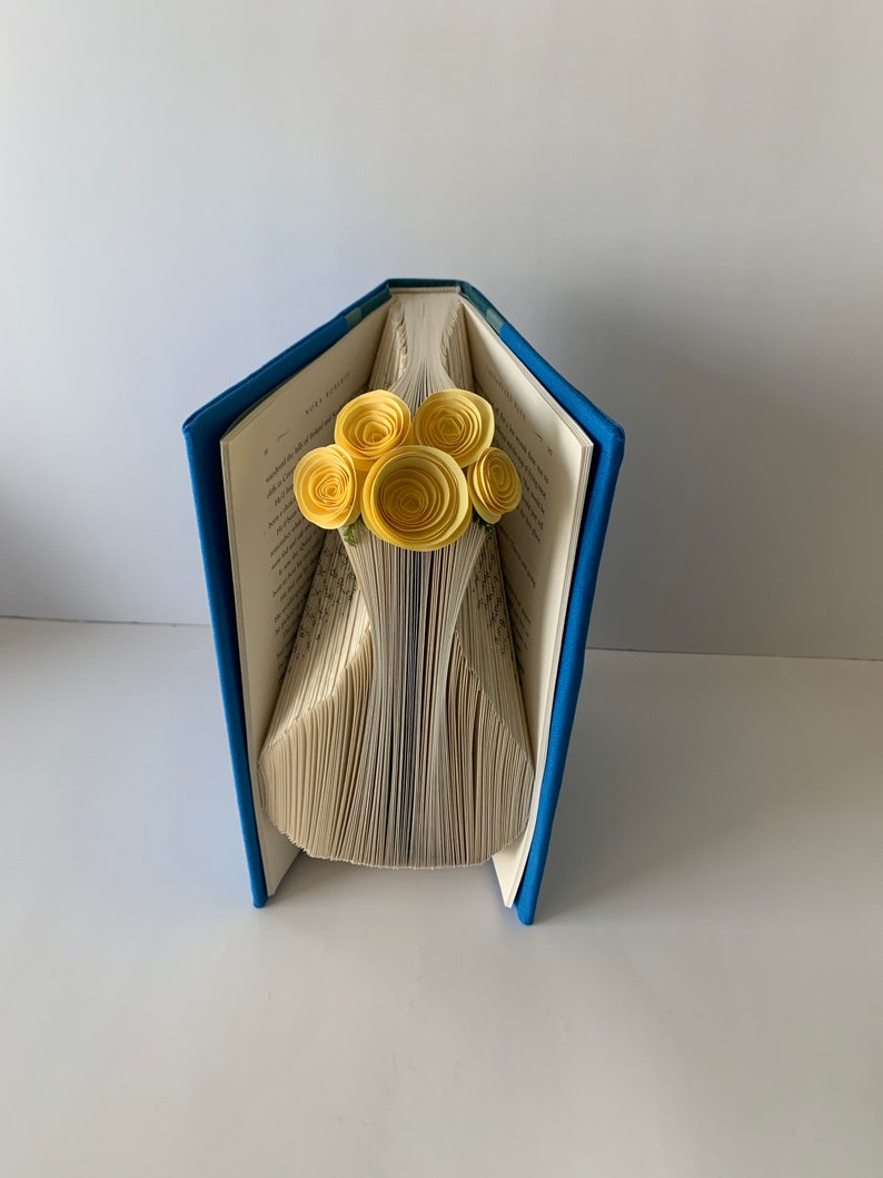 Folded Book Art, Vase Sculpture, Paper Flowers, Unique Book Art, Gift for Her, Flower Gift, For Book Lover, Vase Flowers Gift, Hostess Gift image 2