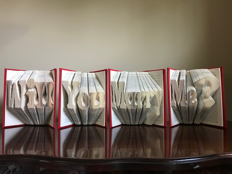 Folded book pages into message Four book fold set Book | Etsy