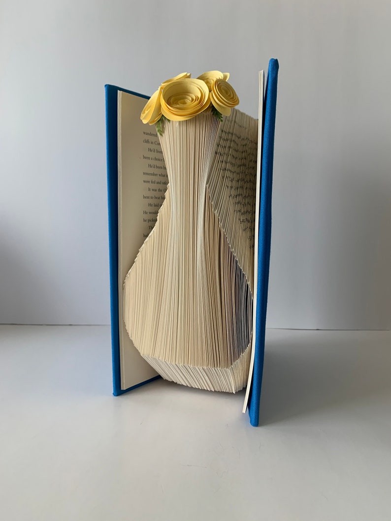 Folded Book Art, Vase Sculpture, Paper Flowers, Unique Book Art, Gift for Her, Flower Gift, For Book Lover, Vase Flowers Gift, Hostess Gift image 4
