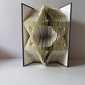 Star of David Book fold pattern Book sculpture Mark and Measure Folded book art Book folding Simple Pattern Book art Origami Folded pages
