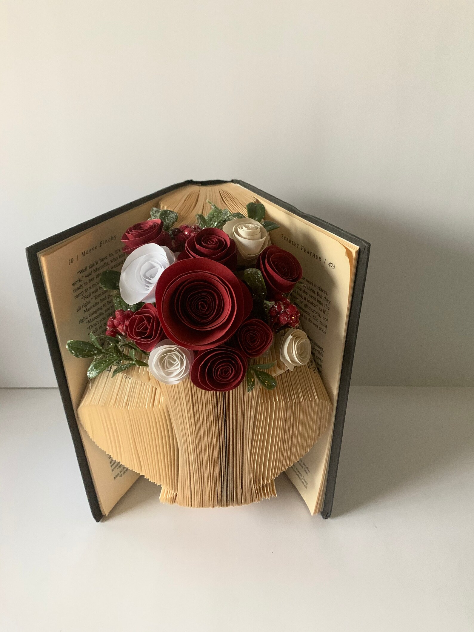 Origami paper Flowers Art Book Fold Vase Book sculpture Paper Etsy